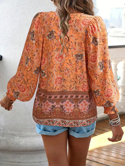 Marije | Dames Boho Bloemenprint V-hals Blouse — 8