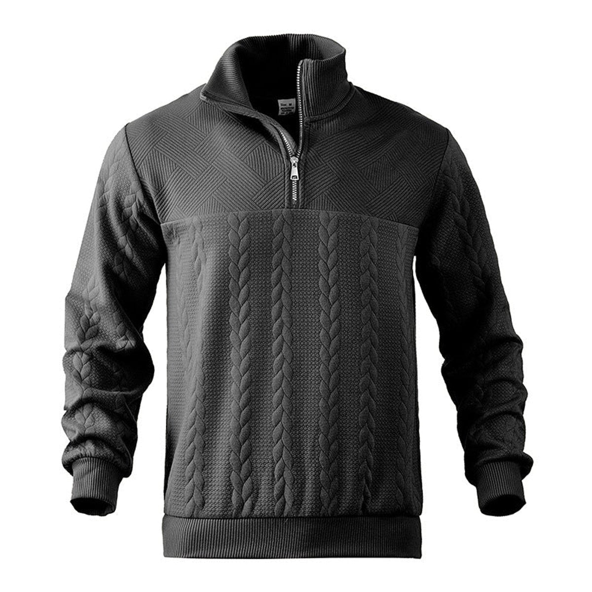 Alexander | Pull en tricot à torsades pour hommes avec fermeture éclair quart — 11