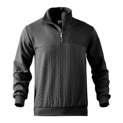 Alexander | Pull en tricot à torsades pour hommes avec fermeture éclair quart — 11