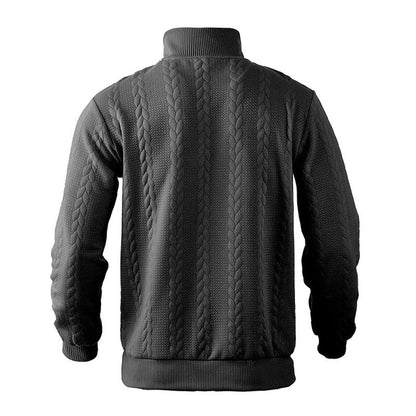 Alexander | Pull en tricot à torsades pour hommes avec fermeture éclair quart — 12