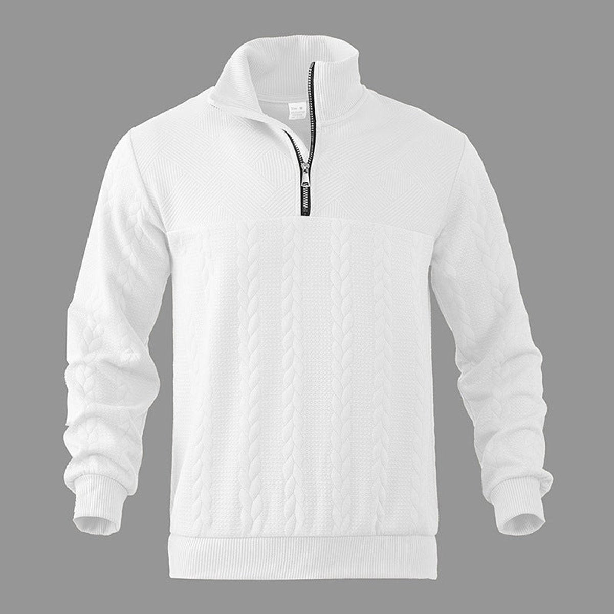 Alexander | Pull en tricot à torsades pour hommes avec fermeture éclair quart — 14