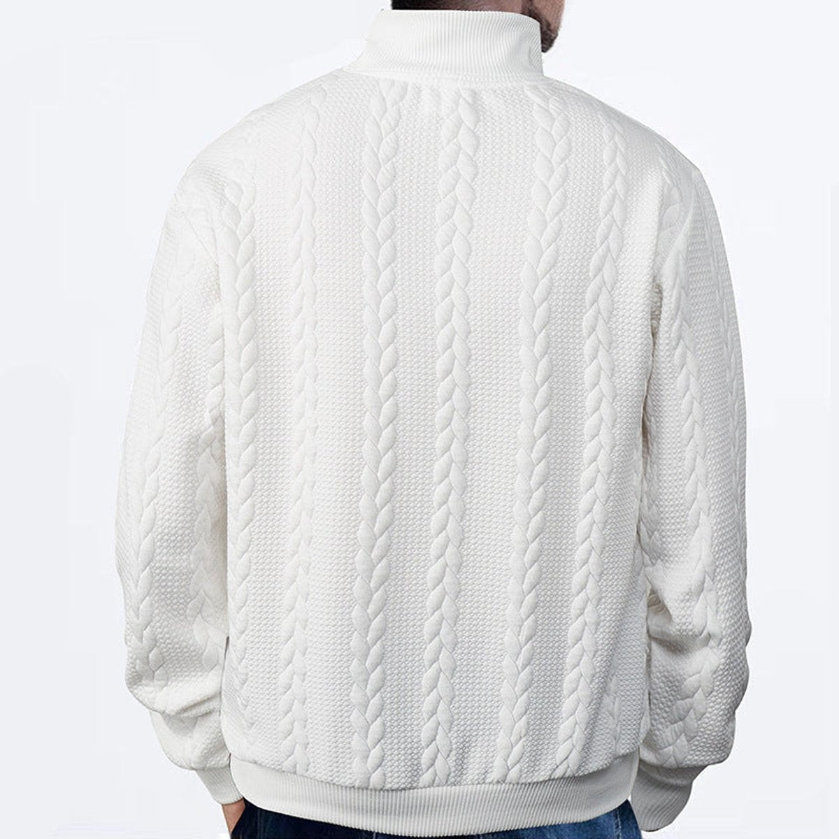 Alexander | Pull en tricot à torsades pour hommes avec fermeture éclair quart — 16