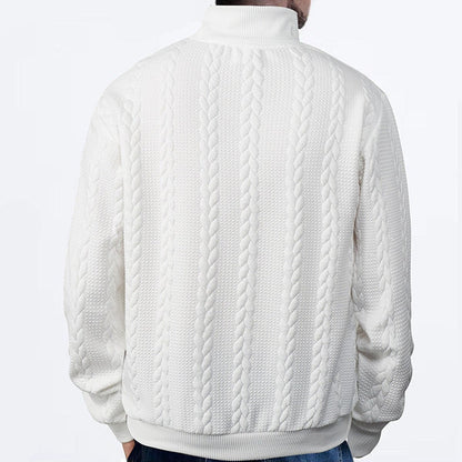 Alexander | Pull en tricot à torsades pour hommes avec fermeture éclair quart — 16