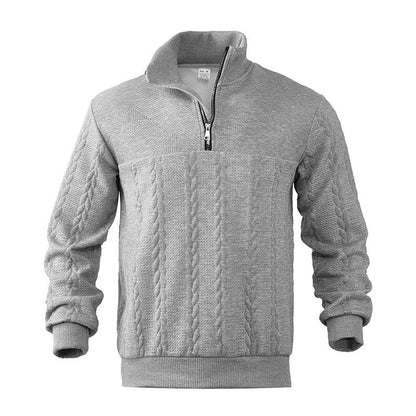 Alexander | Pull en tricot à torsades pour hommes avec fermeture éclair quart — 2