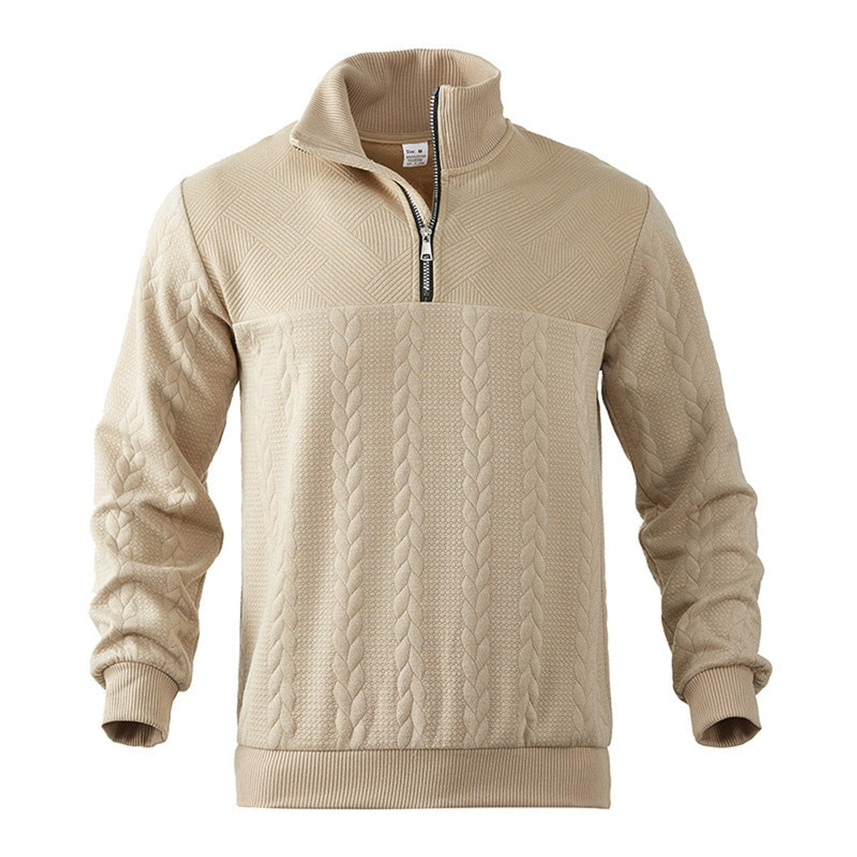 Alexander | Pull en tricot à torsades pour hommes avec fermeture éclair quart — 4