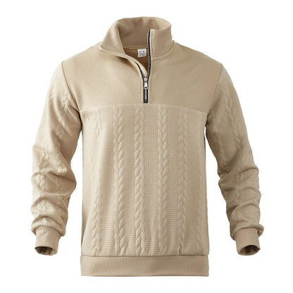 Alexander | Pull en tricot à torsades pour hommes avec fermeture éclair quart — 4