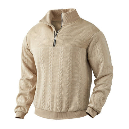 Alexander | Pull en tricot à torsades pour hommes avec fermeture éclair quart — 5
