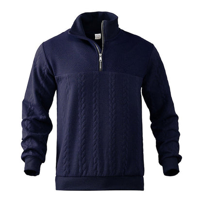 Alexander | Pull en tricot à torsades pour hommes avec fermeture éclair quart — 7