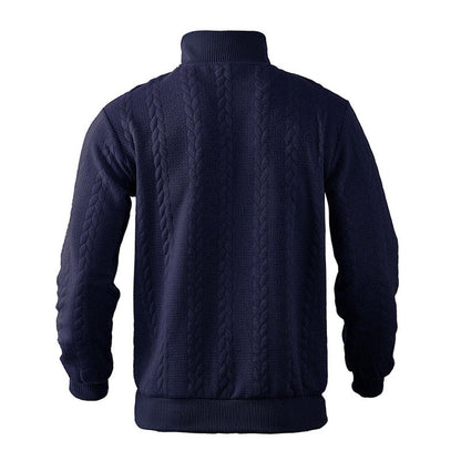 Alexander | Pull en tricot à torsades pour hommes avec fermeture éclair quart — 8