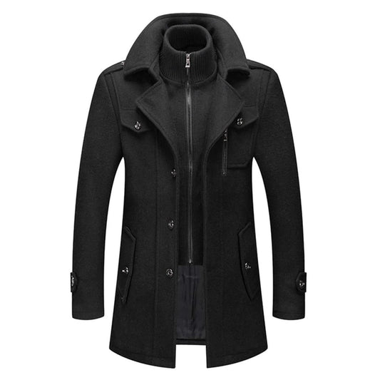 Caleb | Manteau en laine mélangée à double couche pour homme — 1