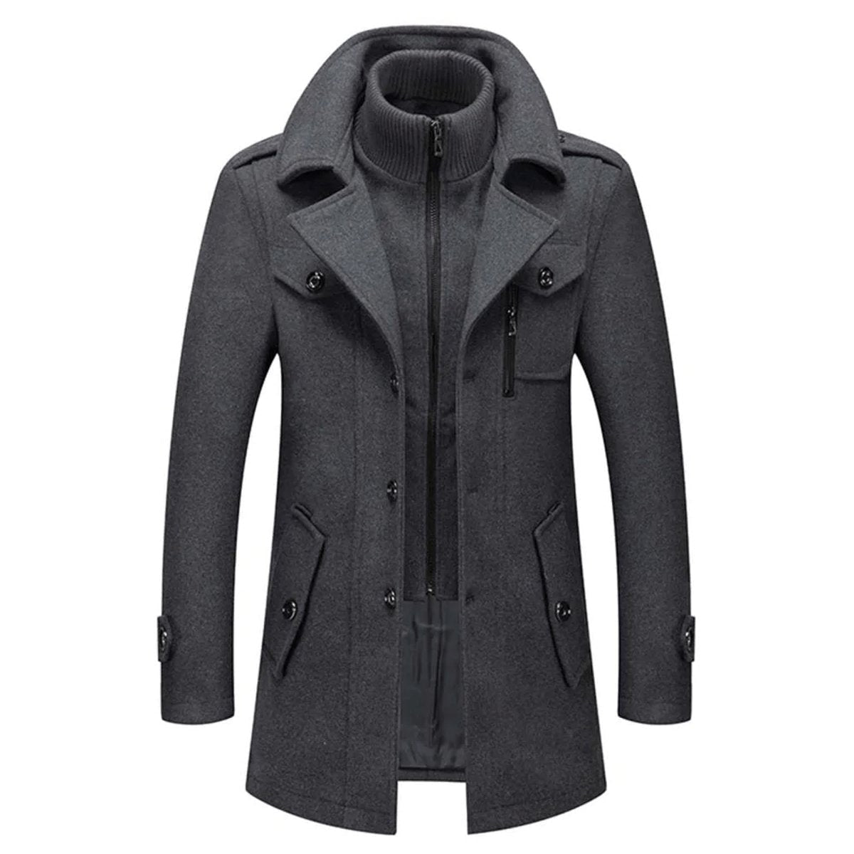 Caleb | Manteau en laine mélangée à double couche pour homme — 3