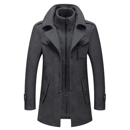 Caleb | Manteau en laine mélangée à double couche pour homme — 3