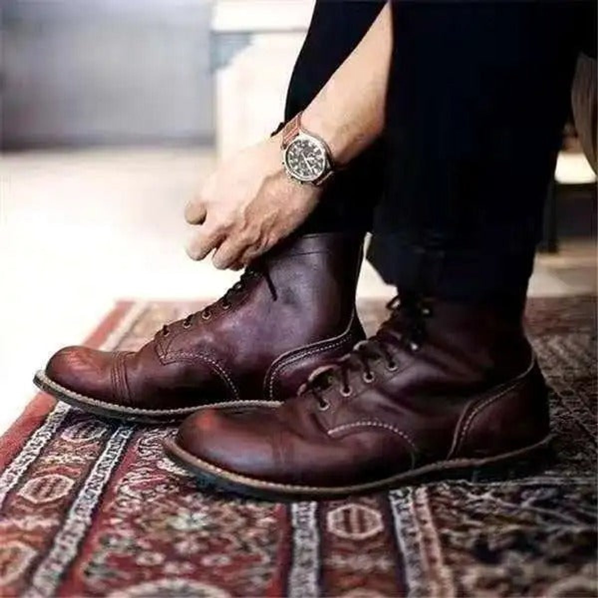 Ryan | Bottines en cuir à lacets pour hommes avec bout capé — 3