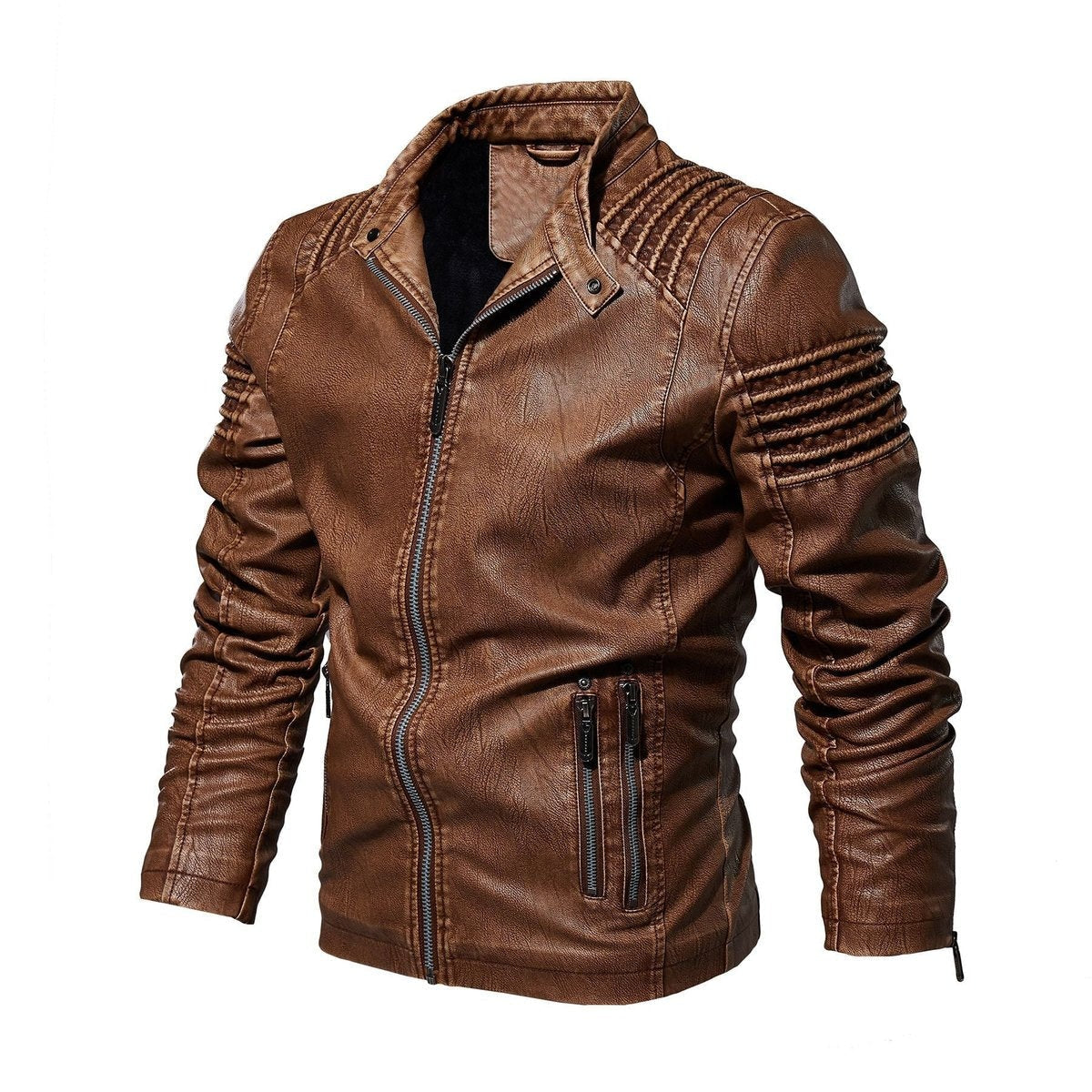 Jackson | Veste en simili cuir style moto pour homme avec détails épaules côtelées — 1