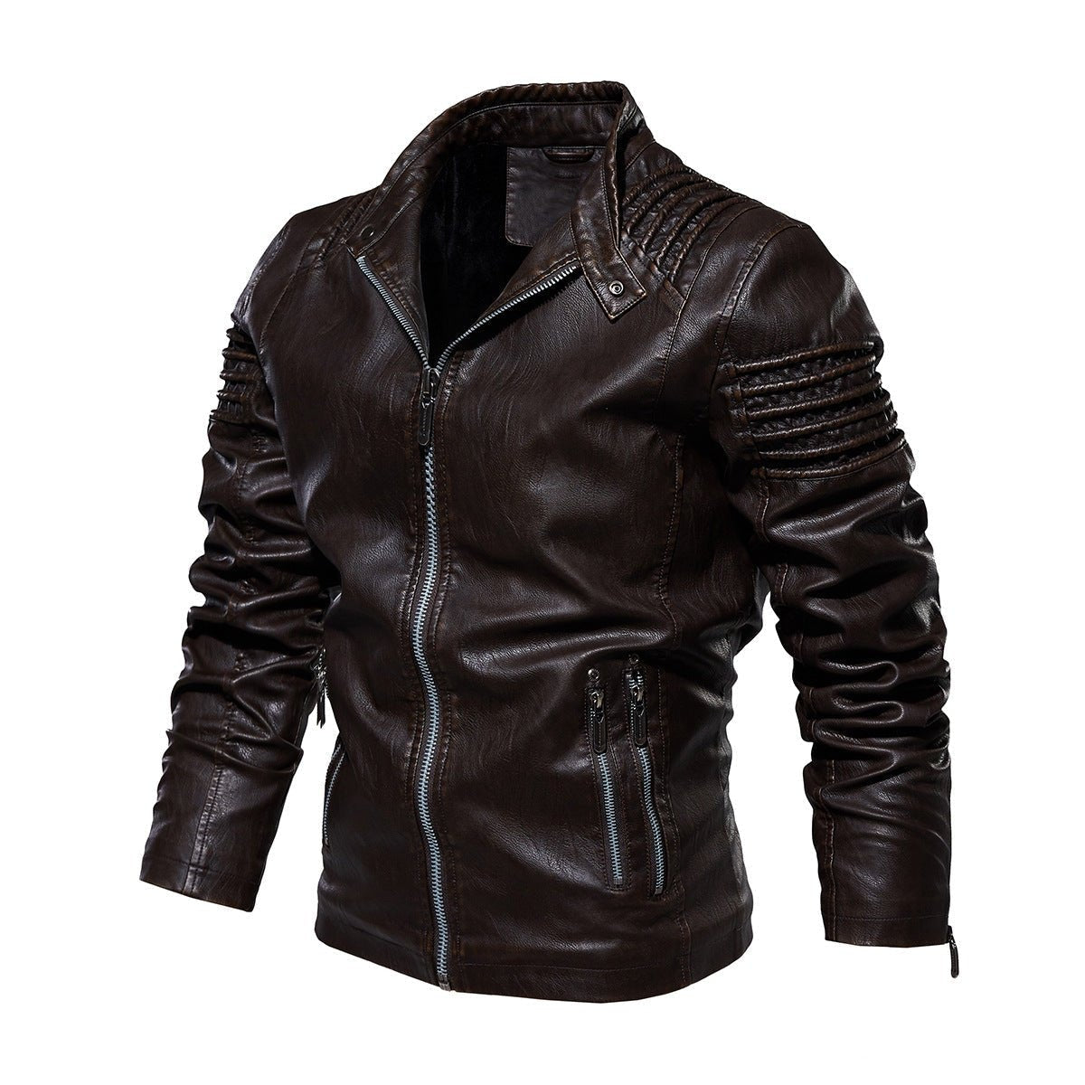 Jackson | Veste en simili cuir style moto pour homme avec détails épaules côtelées — 8