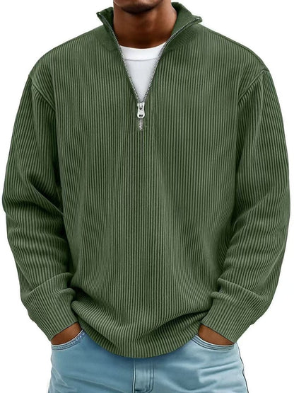 James | Pull en maille côtelée pour homme à col zippé quart — 10