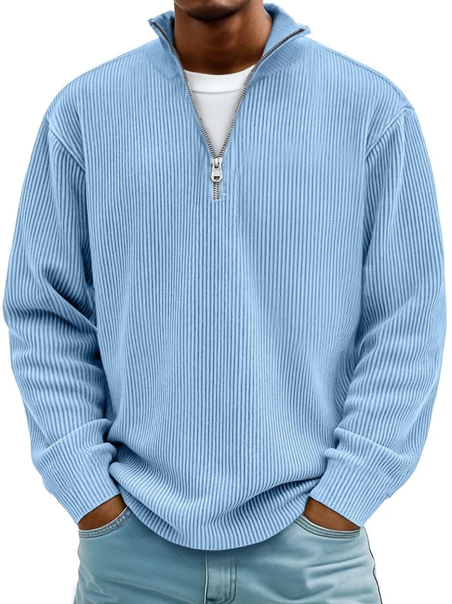 James | Pull en maille côtelée pour homme à col zippé quart — 2