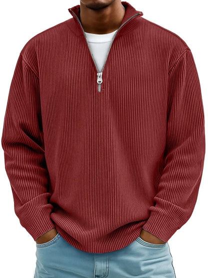James | Pull en maille côtelée pour homme à col zippé quart — 1