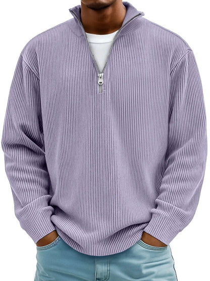 James | Pull en maille côtelée pour homme à col zippé quart — 3