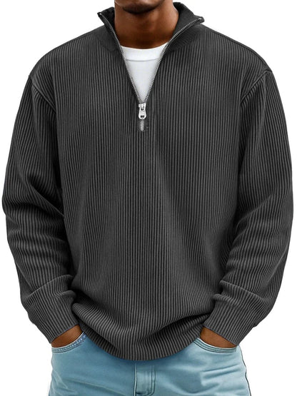 James | Pull en maille côtelée pour homme à col zippé quart — 4