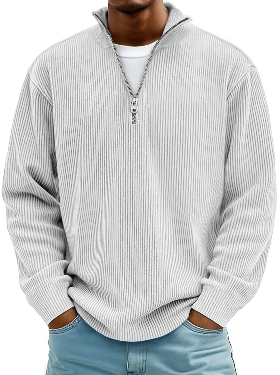 James | Pull en maille côtelée pour homme à col zippé quart — 5