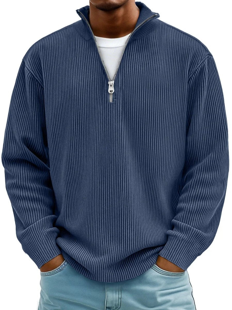 James | Pull en maille côtelée pour homme à col zippé quart — 6