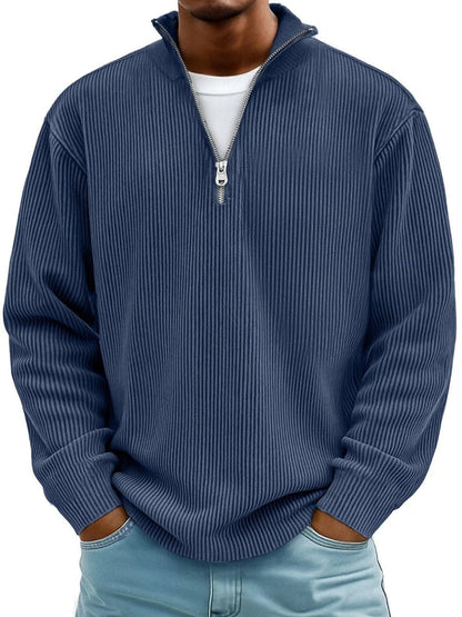 James | Pull en maille côtelée pour homme à col zippé quart — 6