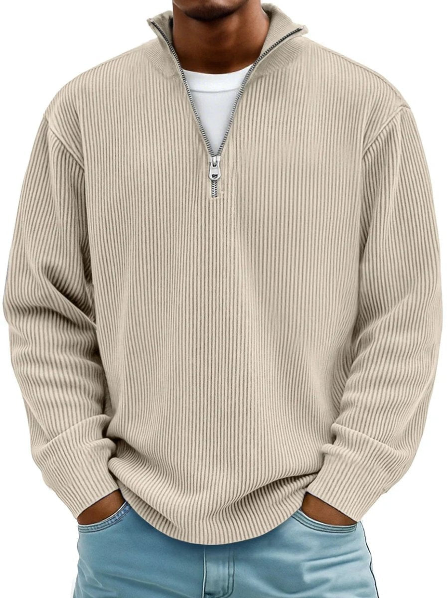 James | Pull en maille côtelée pour homme à col zippé quart — 7