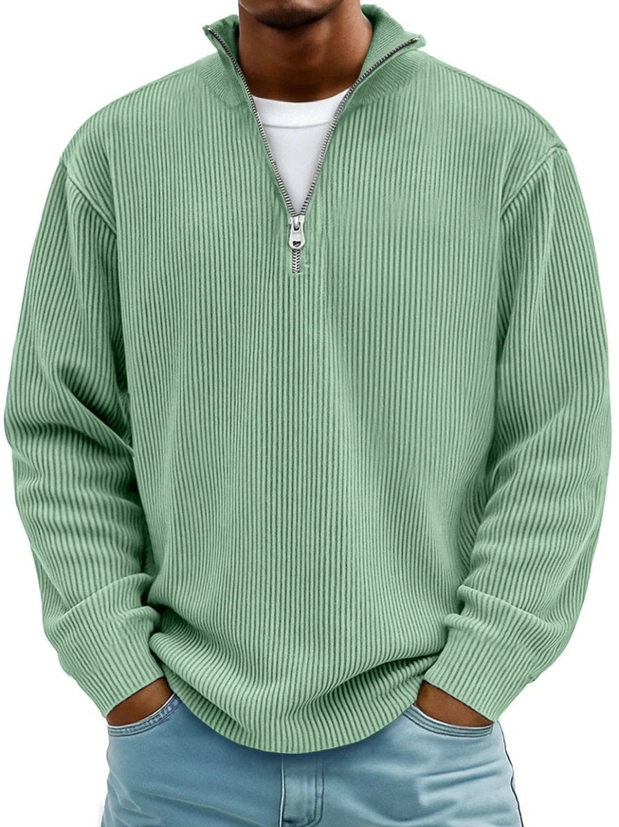 James | Pull en maille côtelée pour homme à col zippé quart — 8