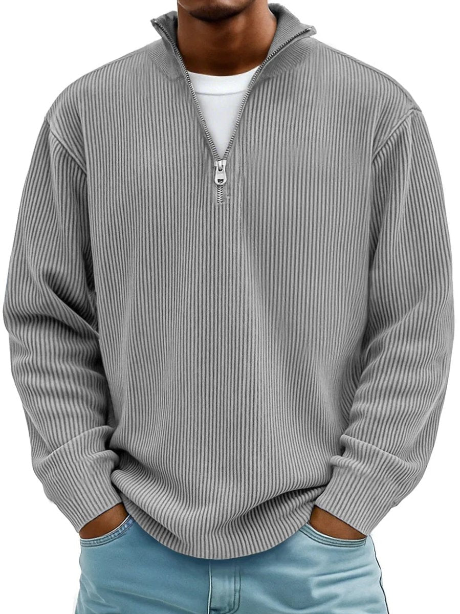 James | Pull en maille côtelée pour homme à col zippé quart — 9