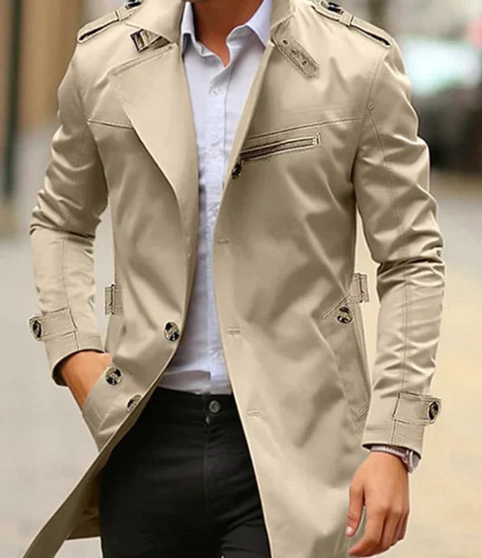 Alexander | Manteau trench en laine pour homme, coupe slim, double boutonnage — 1