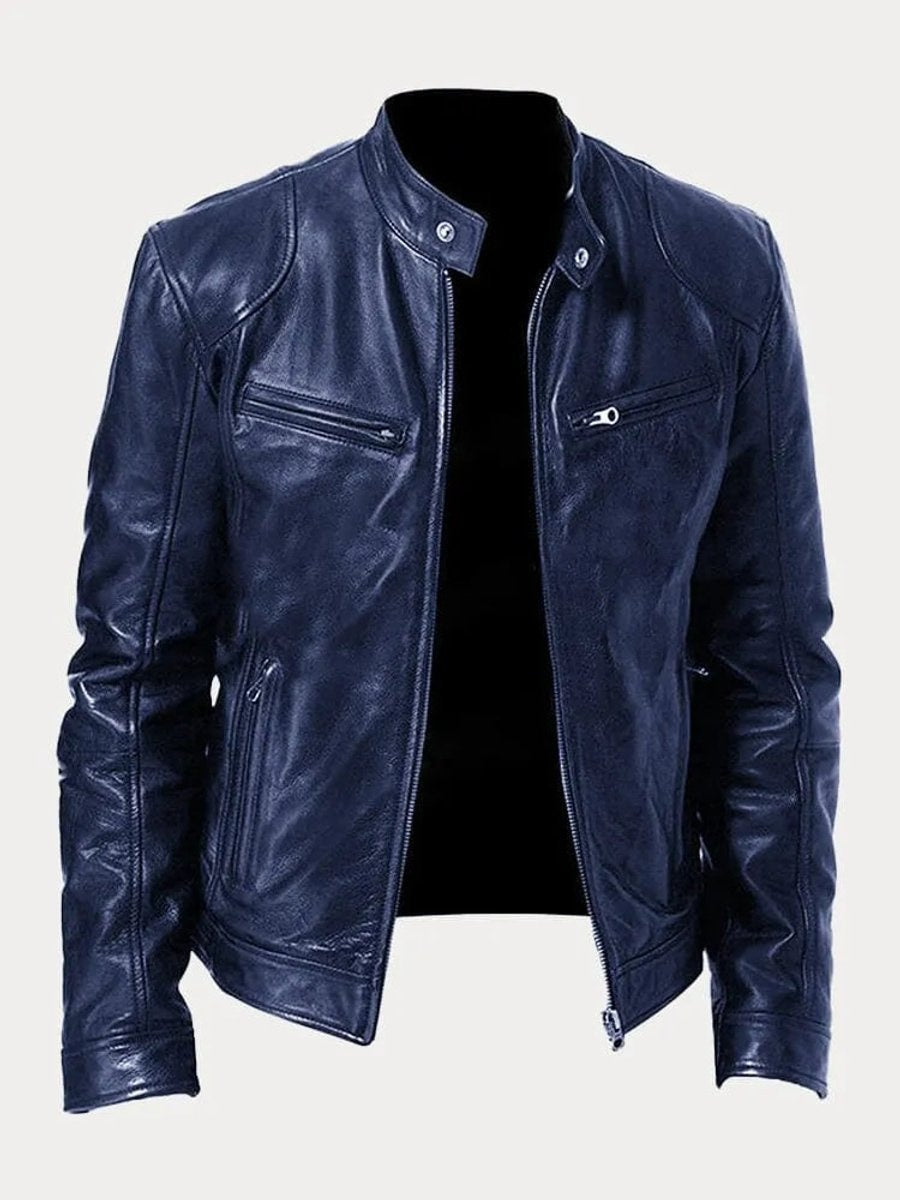 Henry | Veste en cuir matelassée pour homme, coupe slim, col montant — 10