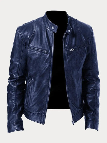 Henry | Veste en cuir matelassée pour homme, coupe slim, col montant — 10