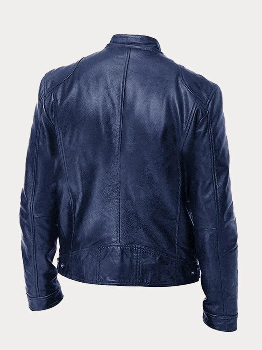 Henry | Veste en cuir matelassée pour homme, coupe slim, col montant — 11