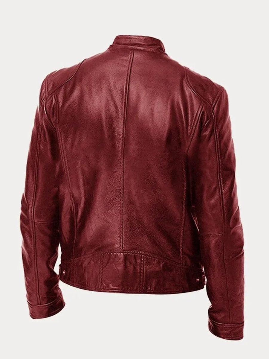 Henry | Veste en cuir matelassée pour homme, coupe slim, col montant — 13