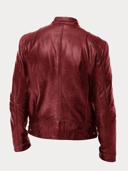 Henry | Veste en cuir matelassée pour homme, coupe slim, col montant — 13