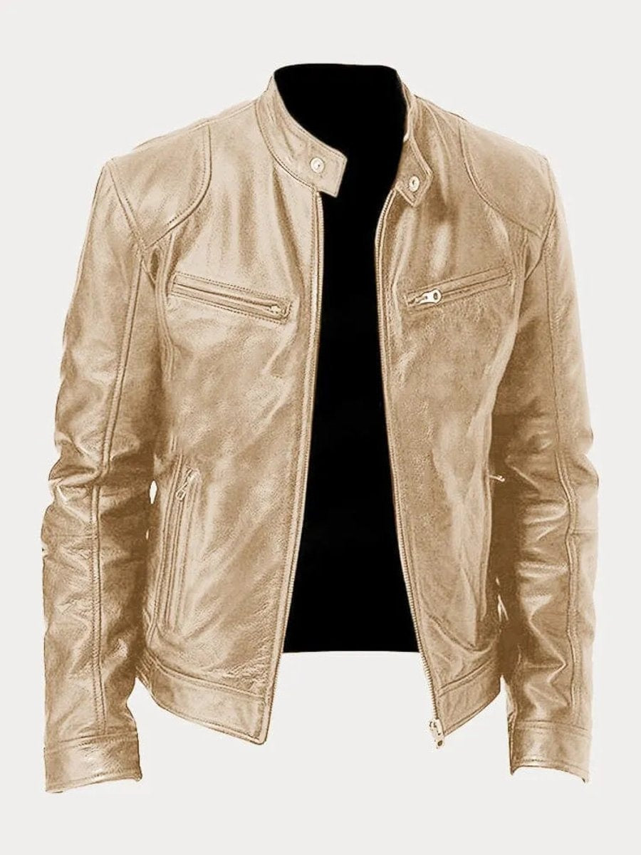 Henry | Veste en cuir matelassée pour homme, coupe slim, col montant — 15