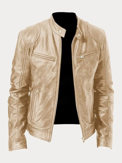 Henry | Veste en cuir matelassée pour homme, coupe slim, col montant — 15