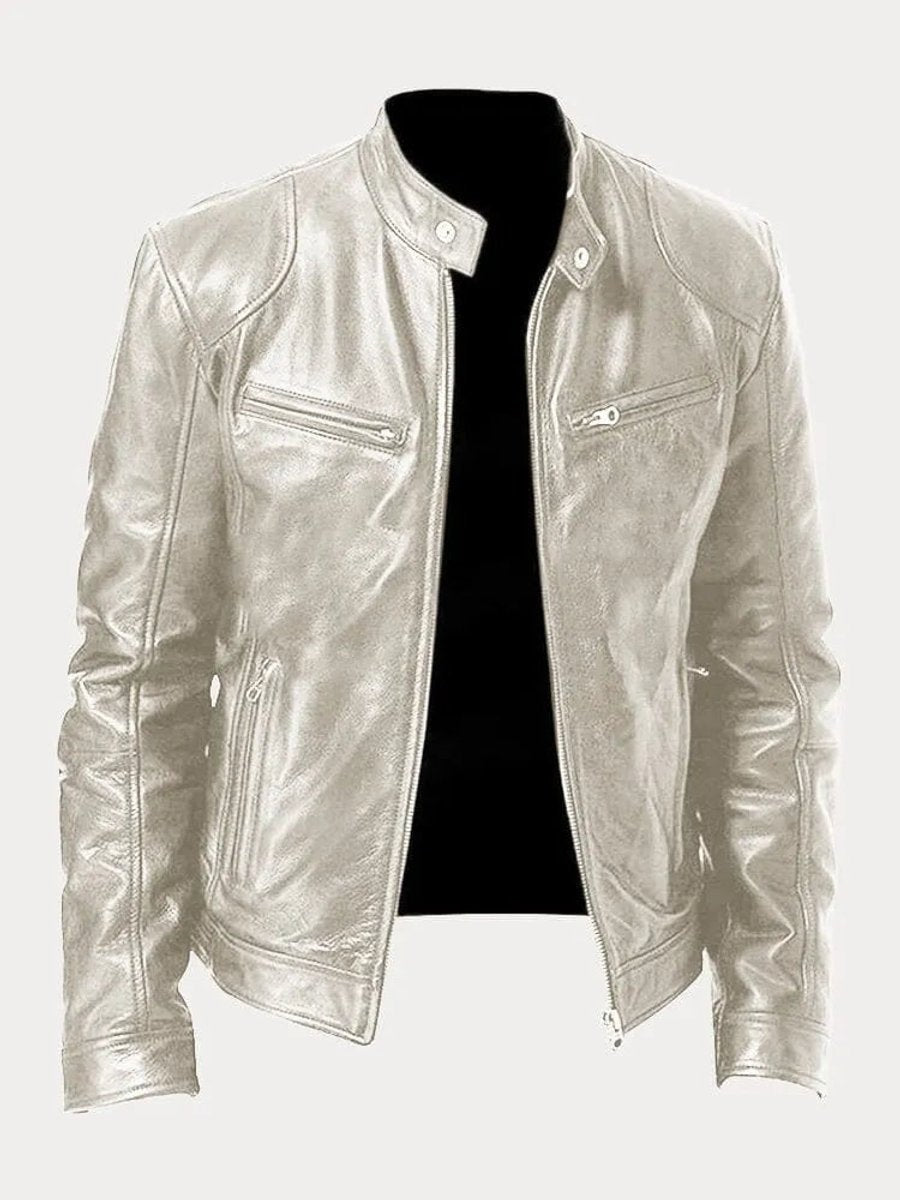 Henry | Veste en cuir matelassée pour homme, coupe slim, col montant — 16