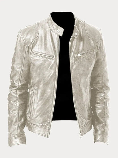 Henry | Veste en cuir matelassée pour homme, coupe slim, col montant — 16
