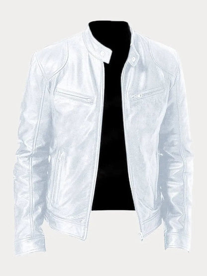 Henry | Veste en cuir matelassée pour homme, coupe slim, col montant — 17