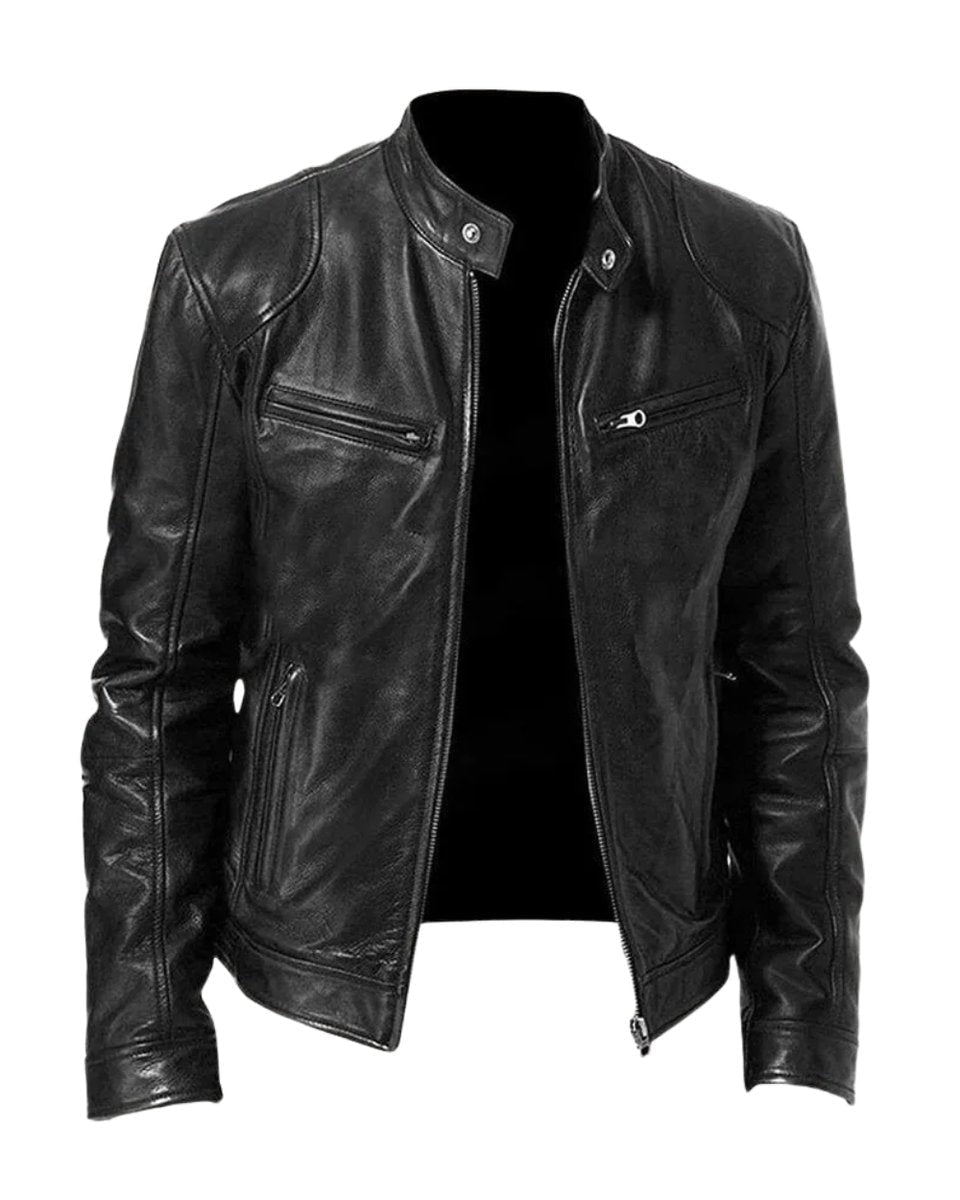 Henry | Veste en cuir matelassée pour homme, coupe slim, col montant — 1