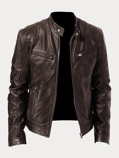 Henry | Veste en cuir matelassée pour homme, coupe slim, col montant — 2