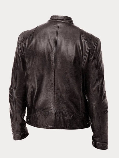 Henry | Veste en cuir matelassée pour homme, coupe slim, col montant — 3