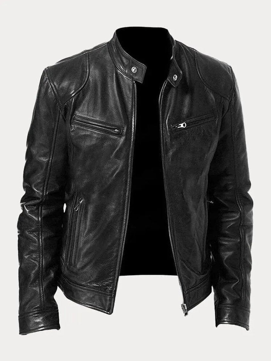 Henry | Veste en cuir matelassée pour homme, coupe slim, col montant — 4