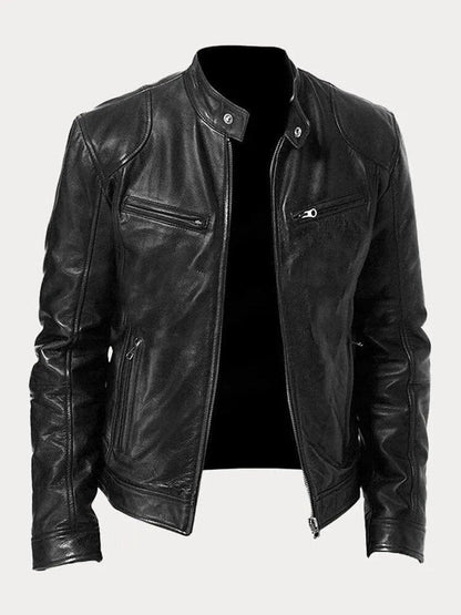 Henry | Veste en cuir matelassée pour homme, coupe slim, col montant — 4
