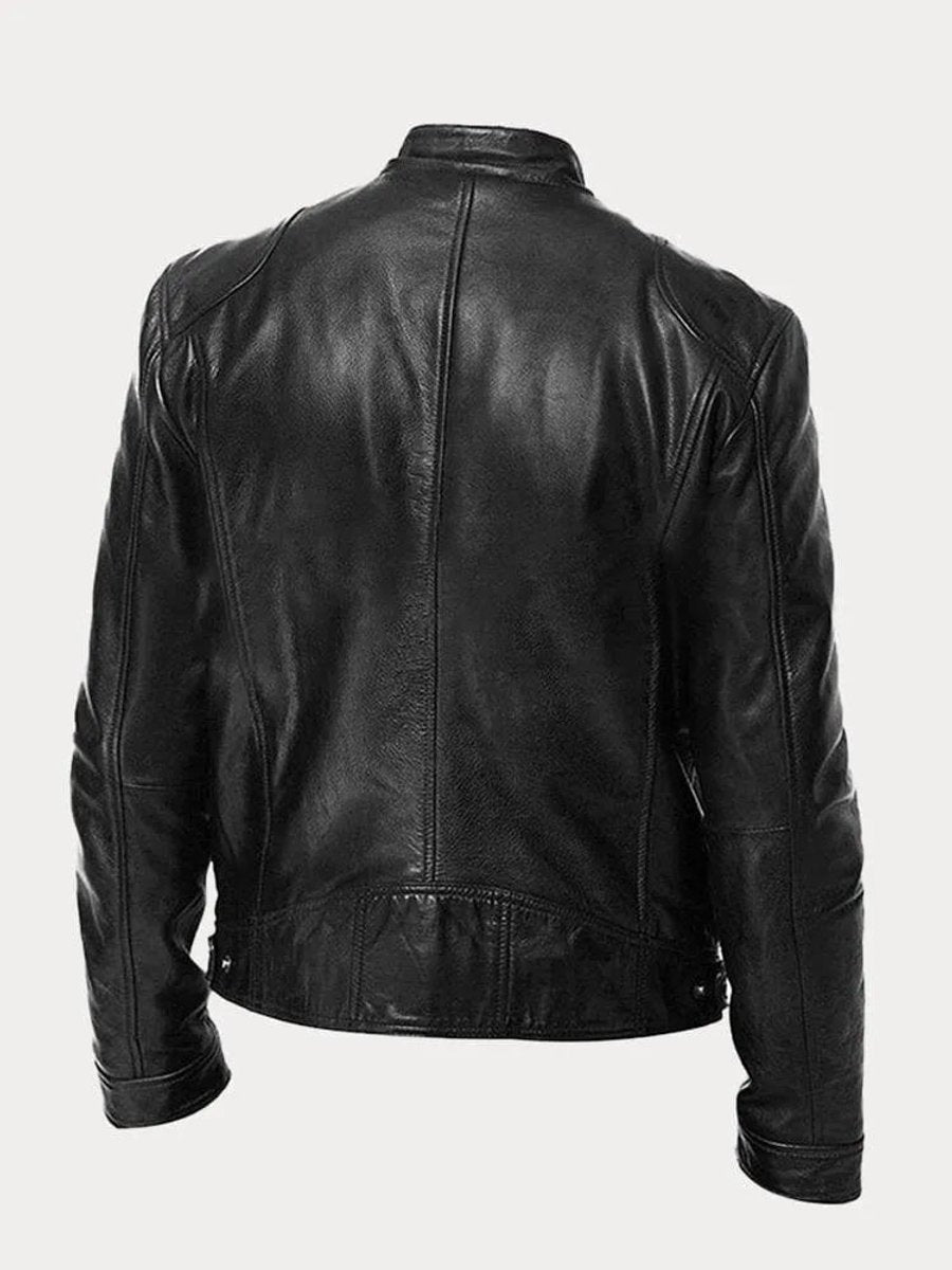 Henry | Veste en cuir matelassée pour homme, coupe slim, col montant — 5