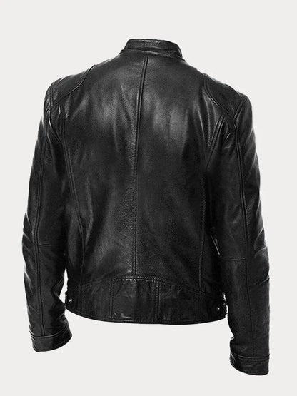 Henry | Veste en cuir matelassée pour homme, coupe slim, col montant — 5