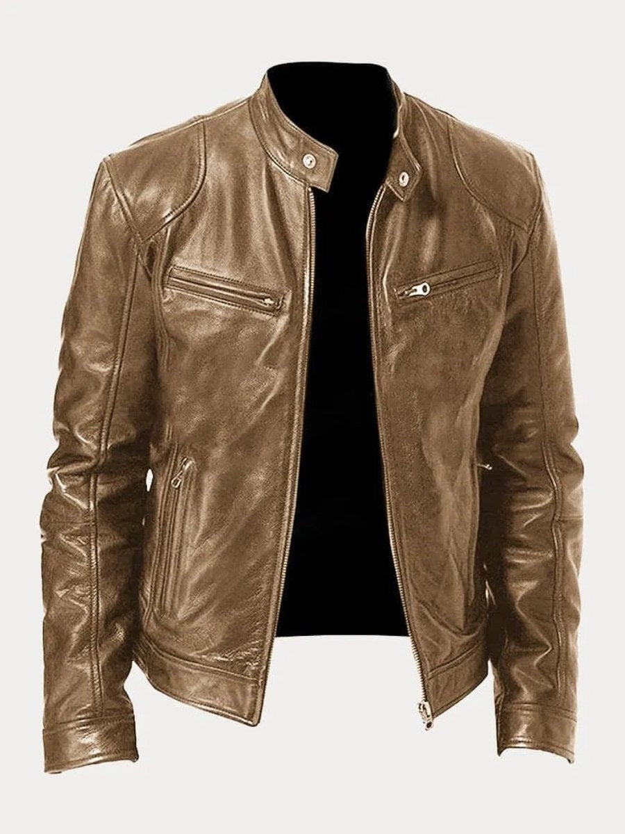 Henry | Veste en cuir matelassée pour homme, coupe slim, col montant — 6