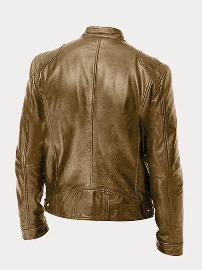 Henry | Veste en cuir matelassée pour homme, coupe slim, col montant — 7